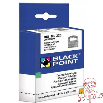 Taśma BLACK POINT (KBPO320) czarna nylon 8mm/1,8m zamiennik OKI (09002303) ML320/182/391
