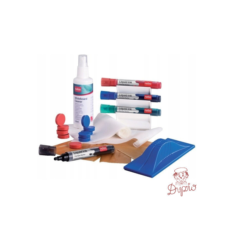 Zestaw do czyszczenia tablic NOBO 1901430 pianka+10ścier+gąb+4mar+u.mag