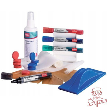 Zestaw do czyszczenia tablic NOBO 1901430 pianka+10ścier+gąb+4mar+u.mag