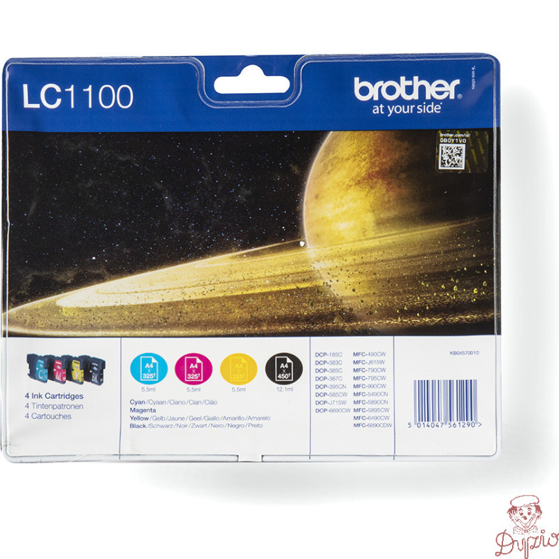 Tusz BROTHER (LC1100VALBP) cza+nie+pur+żół (4szt)