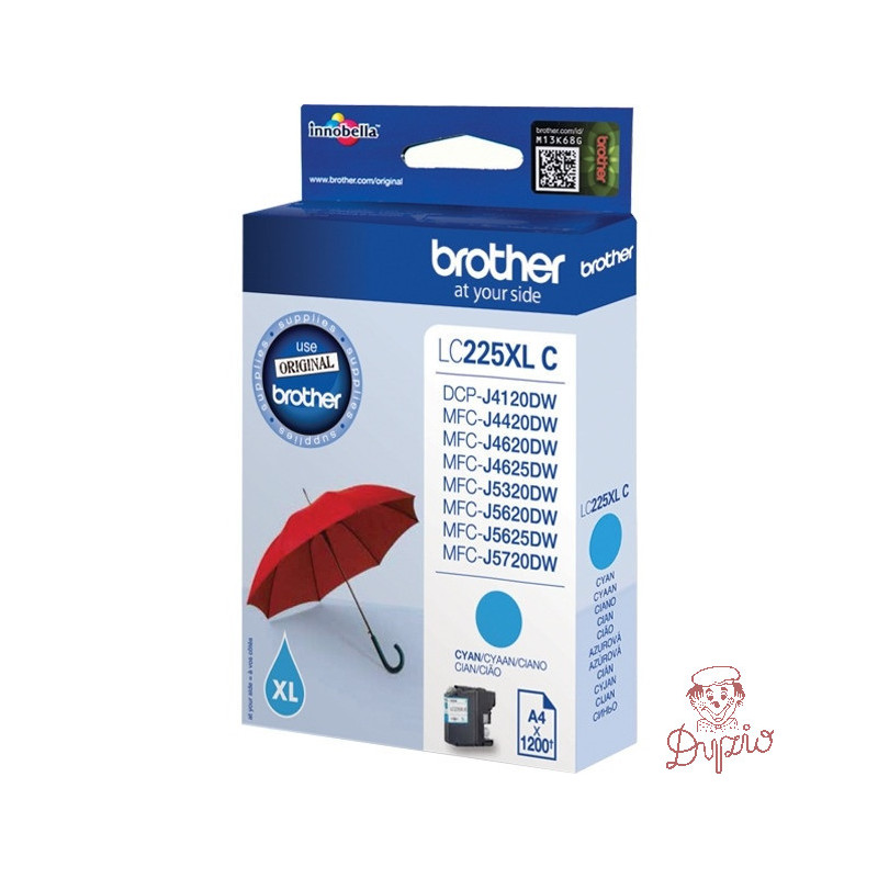 Tusz BROTHER (LC225XL-C) niebieski 1200str