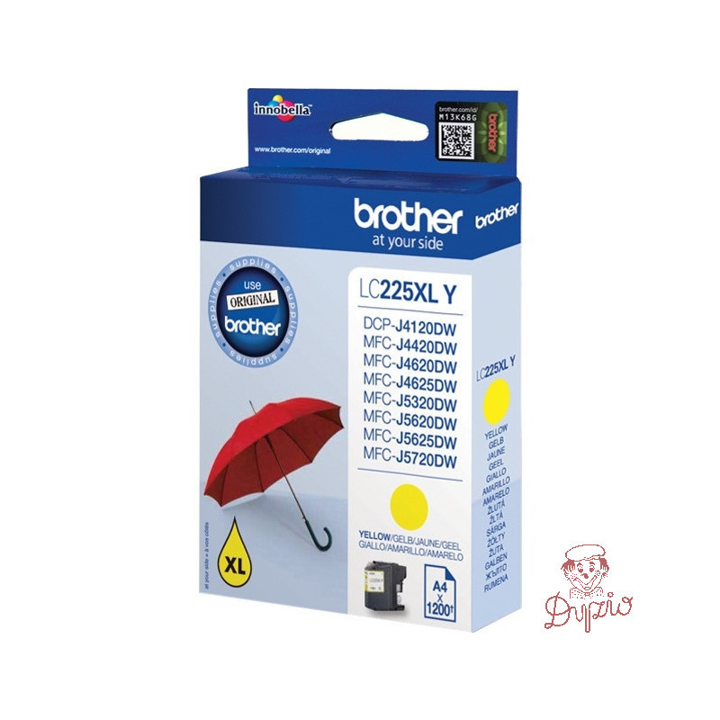 Tusz BROTHER (LC225XL-Y) żółty 1200str