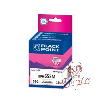 Tusz BLACK POINT (BPH655M) purpurowy 690str zamiennik HP (655/CZ111AE)