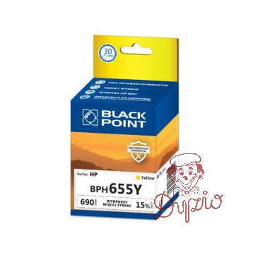 Tusz BLACK POINT (BPH655Y) żółty 690str zamiennik HP (655/CZ112AE)