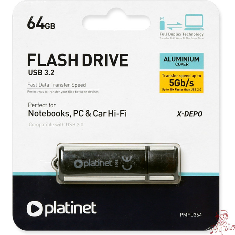 Pamięć USB-A 64GB PLATINET X-DEPO USB 3.2 czarny (41589)