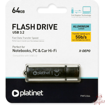 Pamięć USB-A 64GB PLATINET X-DEPO USB 3.2 czarny (41589)