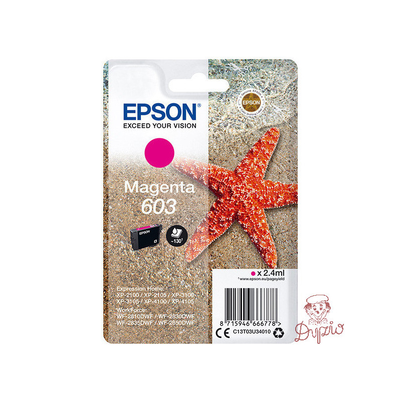Tusz EPSON (603/C13T03U34010) purpurowy 2,4ml