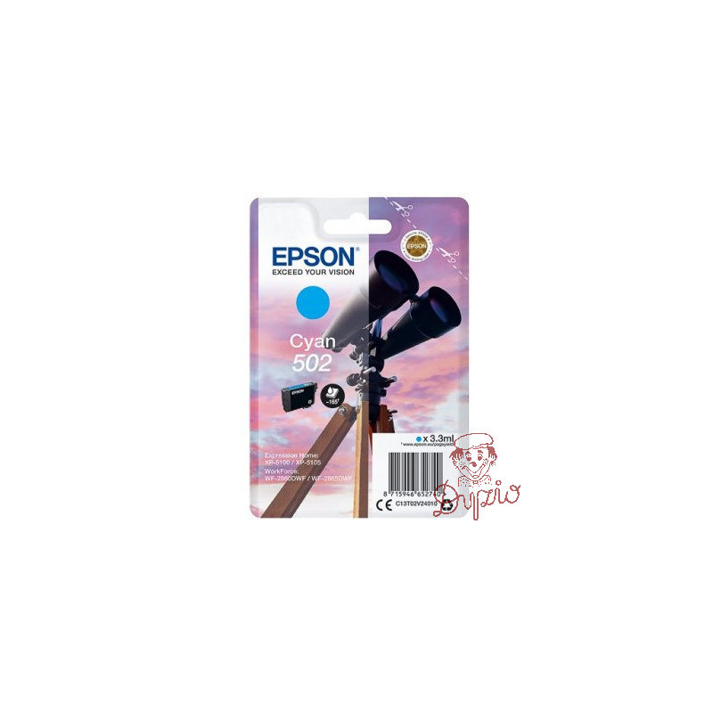 Tusz EPSON (502/C13T02V24010) niebieski 3,3ml/160str