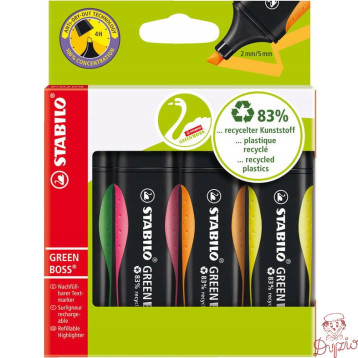 Zakreślacz STABILO green BOSS etui 4szt 6070/4