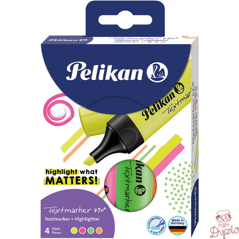Zakreślacz TEXTMARKER 490 mix 4 kolory 400140874 PELIKAN