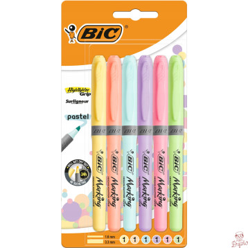 Zakreślacz HIGHLIGHTER GRIP pastelowe kolory opakowanie 6 kolorów 992561 BIC