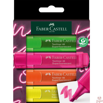 Zakreślacz 1546 4 kolory super NEON 254600 Faber-Castell