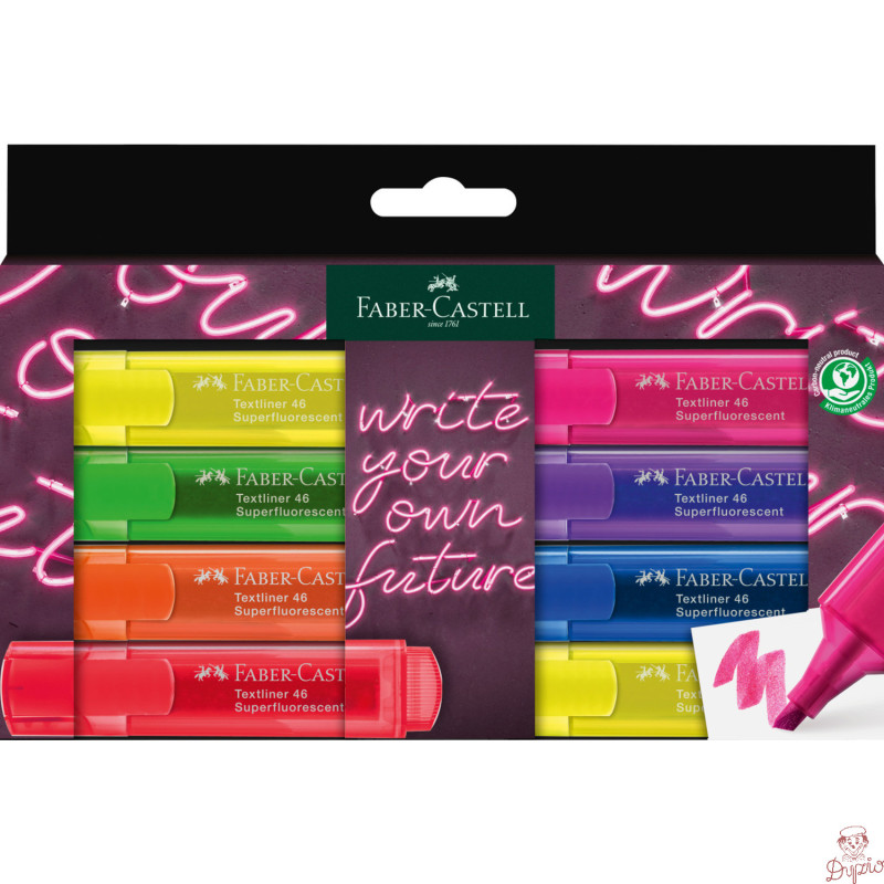 Zakreślacz 1546 8 kolorów super NEON 254601 Faber-Castell