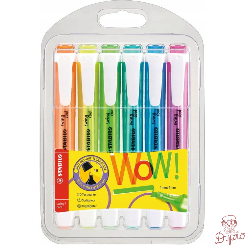Zakreślacz STABILO SWING COOL zestaw 6szt. w etui 275/6-3