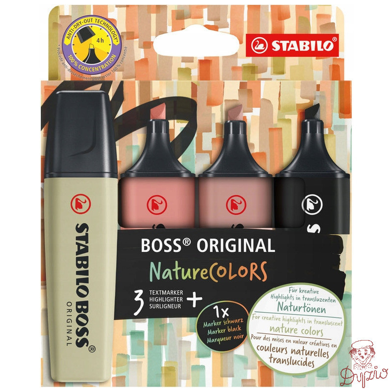 Zakreślacz BOSS ORIGINAL Nature COLOURS 70/4-2-3 mix 4kolory