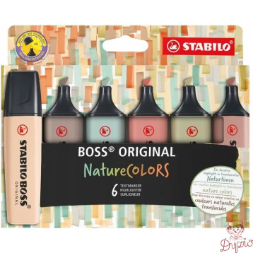 Zakreślacz BOSS ORIGINAL Nature COLOURS 70/6-2-2 mix 6 kolorów