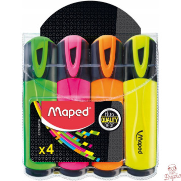 Zakreślacz FLUO PEPS mix kolorów 4szt etui z zawieszką 742547 MAPED
