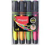 Zakreślacz FLUO PEPS max mix 4 kolorów etui pud. z zaw. MAPED 742947