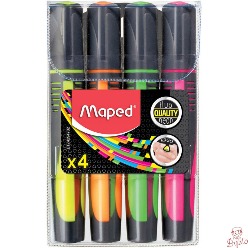 Zakreślacz FLUO PEPS max mix 4 kolorów etui pud. z zaw. MAPED 742947