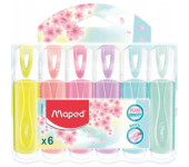 Zakreślacz fluo peps pastel mix kolorów 6 szt etui pud. z zaw 742558 MAPED