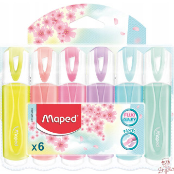 Zakreślacz fluo peps pastel mix kolorów 6 szt etui pud. z zaw 742558 MAPED