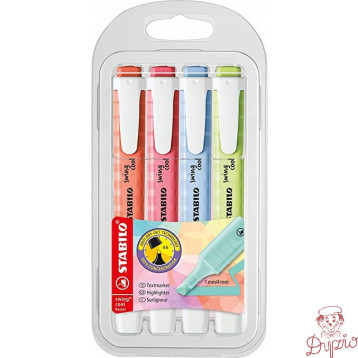 Zakreślacz STABILO swing cool pastel 4 szt. nowe kolory w etui 275/4-08-1