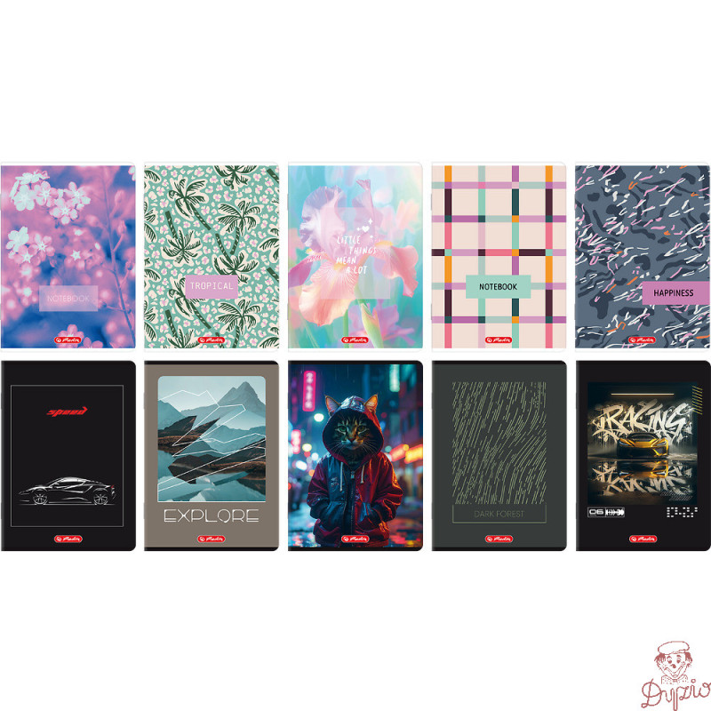 Zeszyt A5 96k kratka z marginesem mix 400206359 HERLITZ
