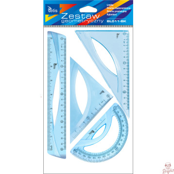 Zestaw geometryczny z linijką 20cm NIEBIESKI BL011-BK TETIS