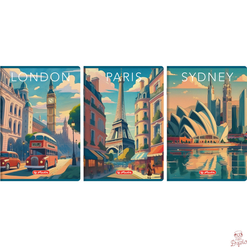 Zeszyt szkolny A4 96 kartek w kratkę 70g RETRO CITY 400196848 HERLITZ