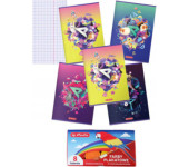 Zestaw Zeszyt A5 60k kratka 70g EKIPA (5 sztuk) + Farby plakatowe 8 kolorów HERLITZ