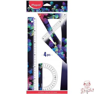 Zestaw DEEPSEA 2 ekierki, linijka 30cm, kątomierz 981833 MAPED