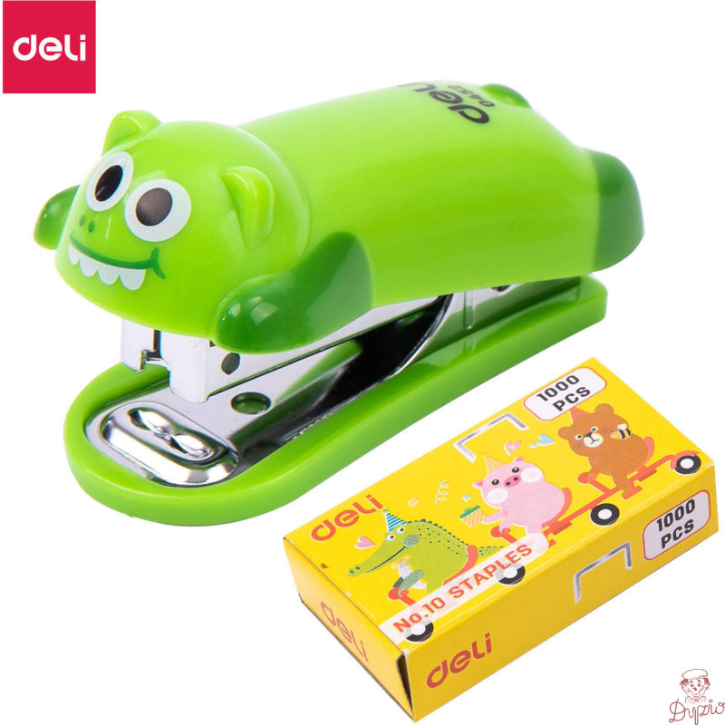Zszywacz do 15 kartek zszywki 10 krokodyl zielony E0452 GREEN DELI