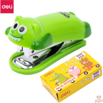 Zszywacz do 15 kartek zszywki 10 krokodyl zielony E0452 GREEN DELI