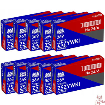 Zszywki biurowe 24/6 369 (10 paczek x 1000 sztuk) do zszywaczy 110-1388 GRAND