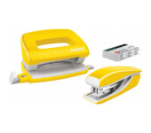 Zszywacz + dziurkacz LEITZ WOW mini 10 kartek żółty metalik 55612016
