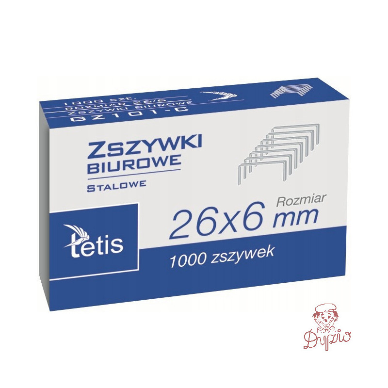Zszywki biurowe 26/6 1000szt. GZ101-C TETIS