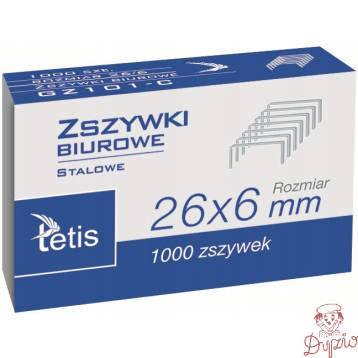 Zszywki biurowe 26/6 1000szt. GZ101-C TETIS