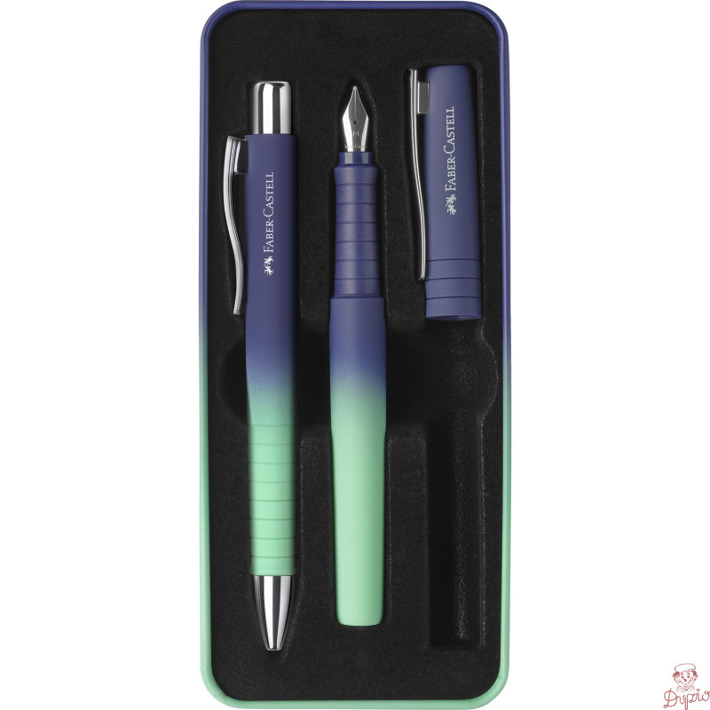 Zestaw POLY Pióro wieczne M + długopis BUZZING BLUE 241055 Faber-Castell