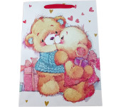 Torebka prezentowa 26x32x12cm A4 lux MISIE z brokatem ROZETTE