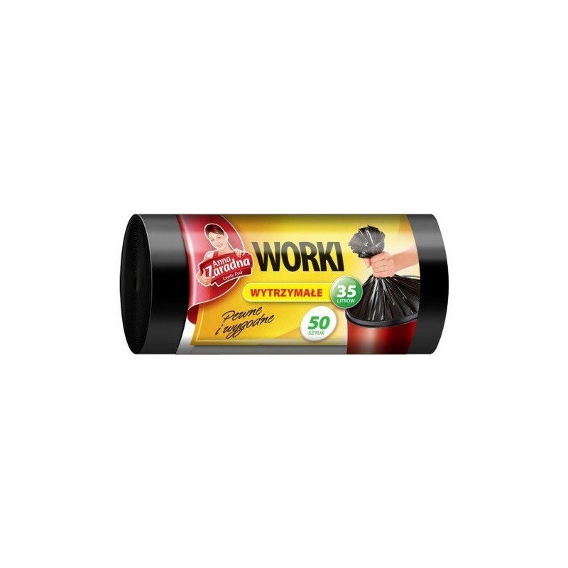 Worki na śmieci 35L wytrzymałe HDLD (50szt) czarne ANNA ZARADNA WNS0516/40