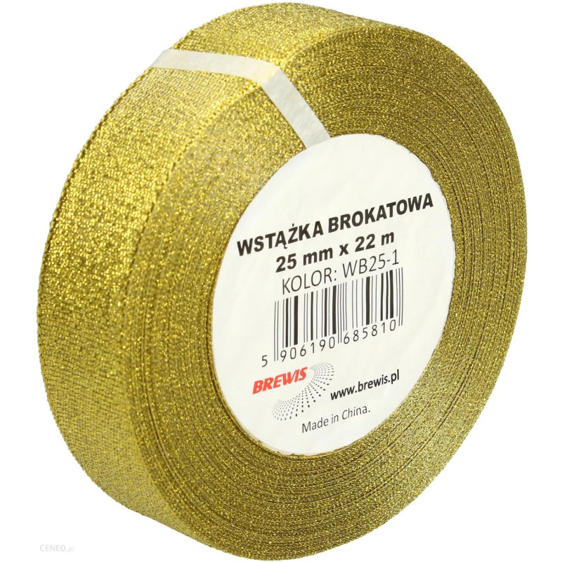 Wstążka brokatowa złota 25mm WB25-1 BREWIS Wstążka brokatowa złota 25mm WB25-1 BREWIS