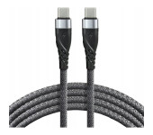 Kabel USB-C - USB-C 1m 3A 60W pleciony szary EVERACTIVE (CBB-1PDG)
