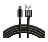 Kabel USB-A - USB-C 2m 3A pleciony czarny EVERACTIVE (CBB-2CB)