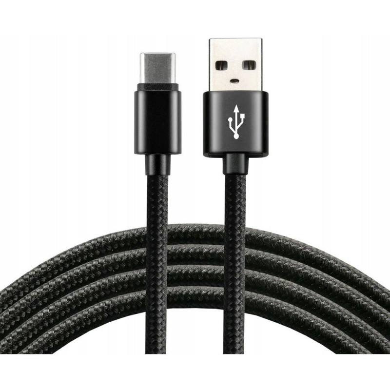 Kabel USB-A - USB-C 2m 3A pleciony czarny EVERACTIVE (CBB-2CB)