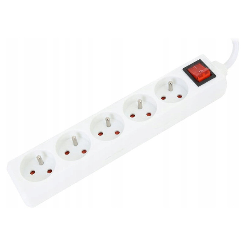Listwa zasilająca 5g/5m biała OMEGA 16A/3500W uziemienie (43716)