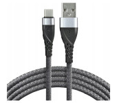 Kabel USB-A - USB-C 1m 3A pleciony szary EVERACTIVE (CBB-1CG)