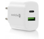 Ładowarka sieciowa 230V EVERACTIVE SC-370Q 1xUSB-C + 1xUSB 3A 25W biała