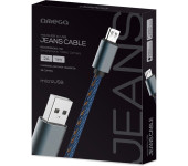 Kabel USB-A - microUSB 1m 2A pleciony niebieski OMEGA JEANS (44200)