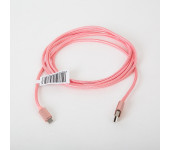 Kabel USB-A - microUSB 1m pleciony jasny różowy OMEGA IGUANA (43934)