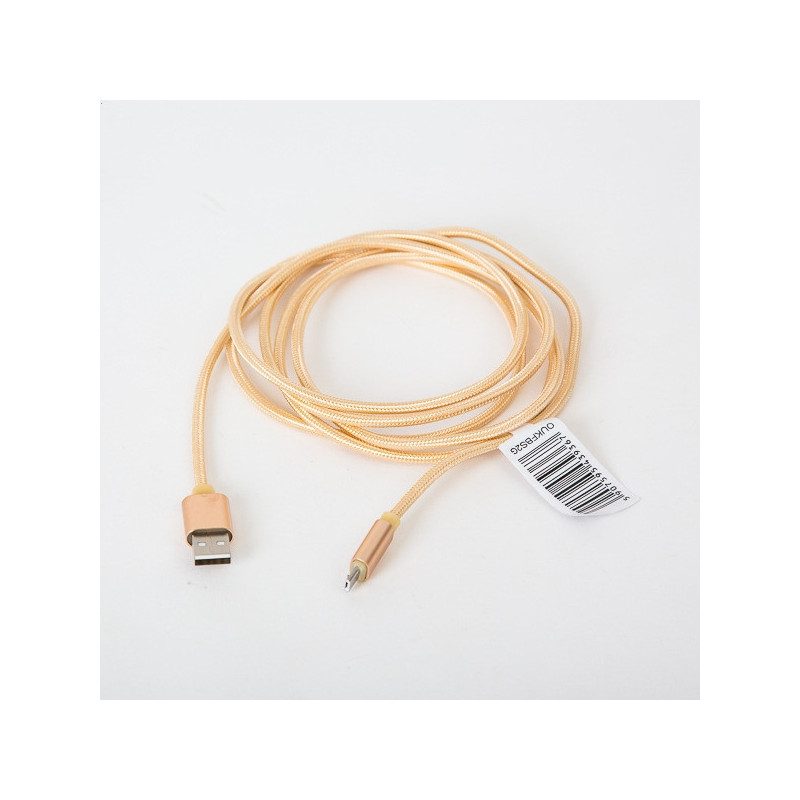 Kabel USB-A - microUSB 2m pleciony złoty OMEGA IGUANA (43936)